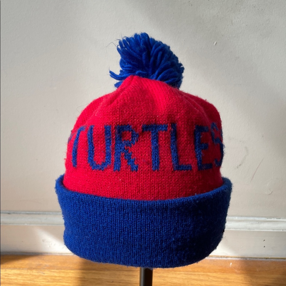 Vintage Red and Blue teenage mutant ninja Turtles pom Beanie